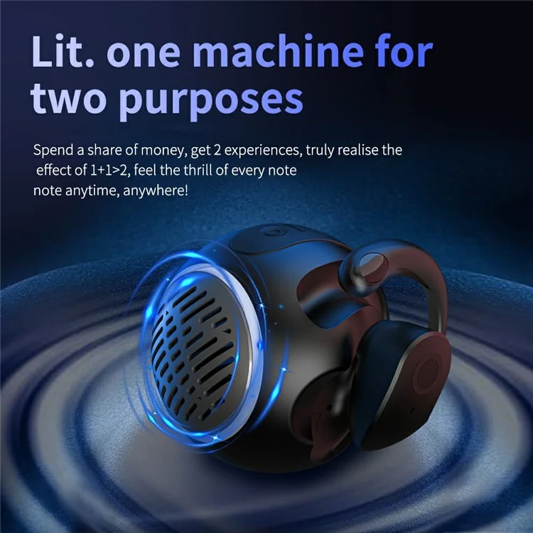 JM13 Pro 2-in-1 Portable Wireless Bluetooth-compatible Speaker Ear Hook Music Headset - Nude
