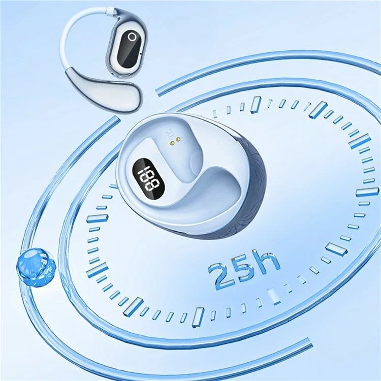 XG99 OWS Wireless Bluetooth-compatible Earphones Digital Display Sport Ear Hook Music Call Headset - White