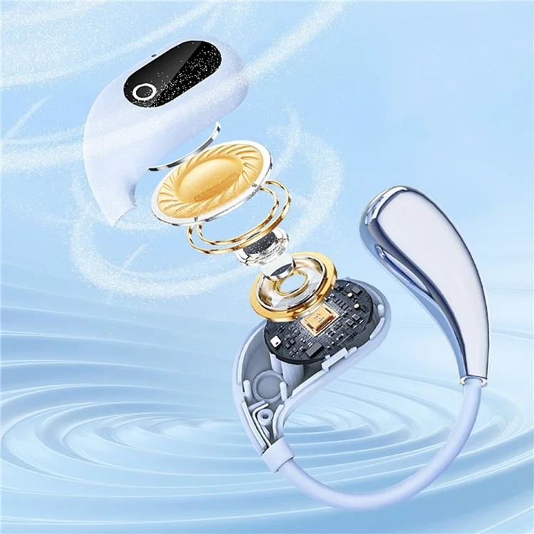 XG99 OWS Wireless Bluetooth-compatible Earphones Digital Display Sport Ear Hook Music Call Headset - White