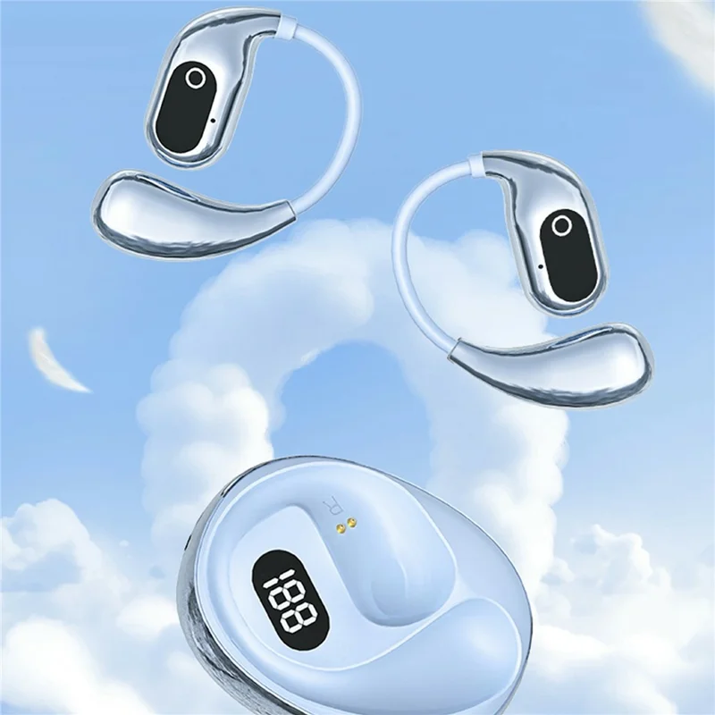 XG99 OWS Wireless Bluetooth-compatible Earphones Digital Display Sport Ear Hook Music Call Headset - Blue