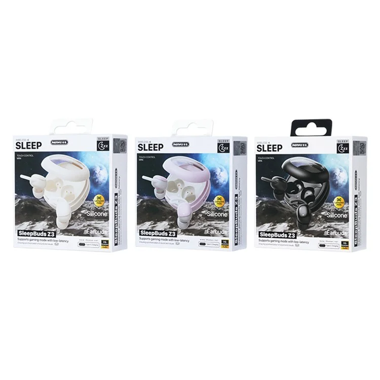 REMAX Sleepbuds Z3 Auriculares Bluetooth 5.4 de Baja Latencia con Caja de Carga Transparente - Negro