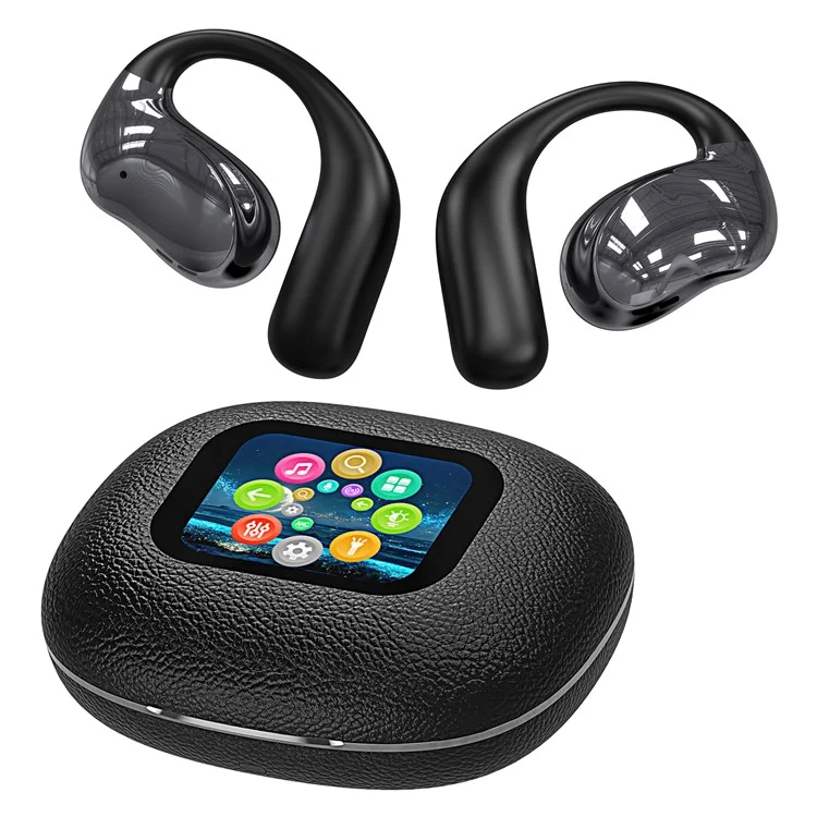 YJ33 Bluetooth-compatible Earphones Noise Reduction Wireless Earhooks with Touch Control Charging Case - Black