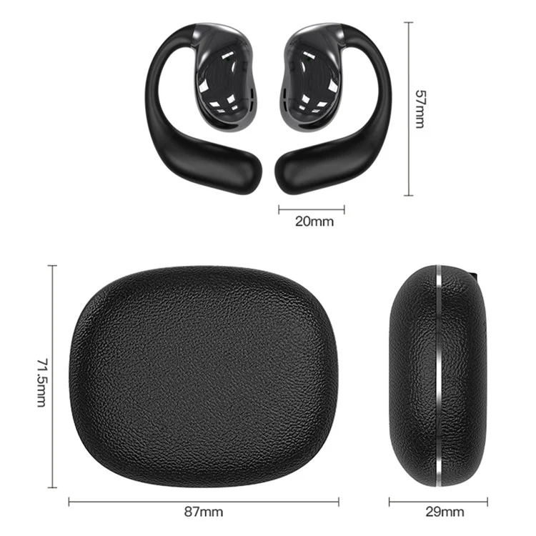 YJ33 Bluetooth-compatible Earphones Noise Reduction Wireless Earhooks with Touch Control Charging Case - Black