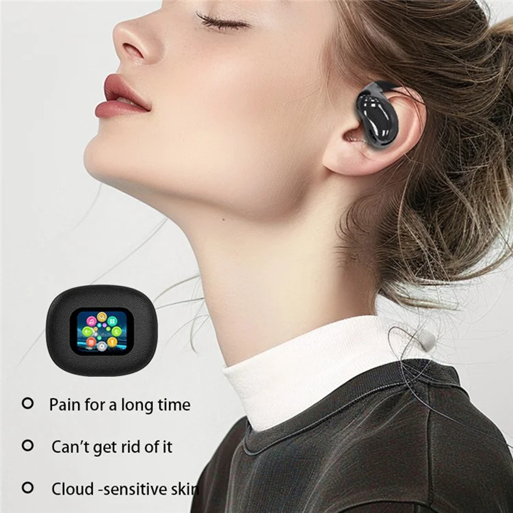 YJ33 Bluetooth-compatible Earphones Noise Reduction Wireless Earhooks with Touch Control Charging Case - Black