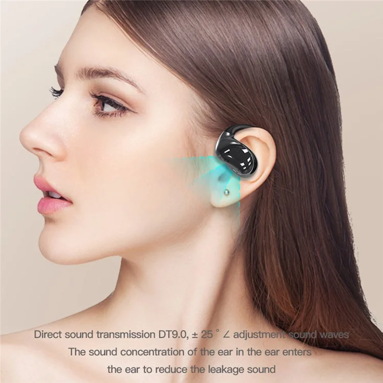YJ33 Bluetooth-compatible Earphones Noise Reduction Wireless Earhooks with Touch Control Charging Case - Black