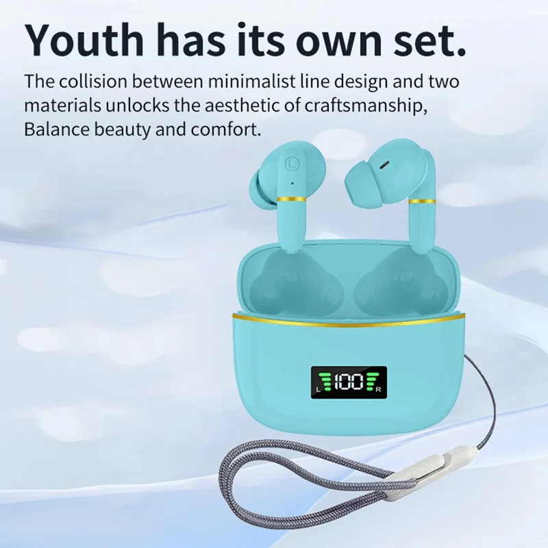 J2 Bluetooth-compatible 5.3 Wireless Earbuds Touch Control LED Display Earphone with Charging Case - White