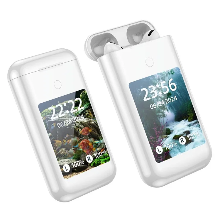 A98 2.8-inch Screen 8000mAh Power Bank Bluetooth-compatible Headset Wireless Earphones - White