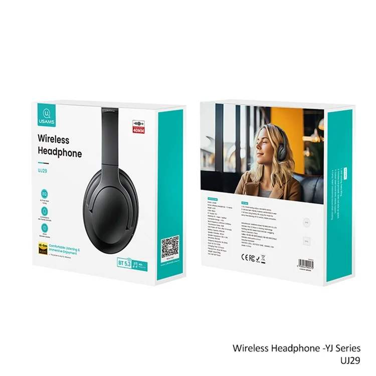 Fones de ouvido Bluetooth USAMS UJ29 Over Ear, 3 modos de música EQ Fones de ouvido sem fio
