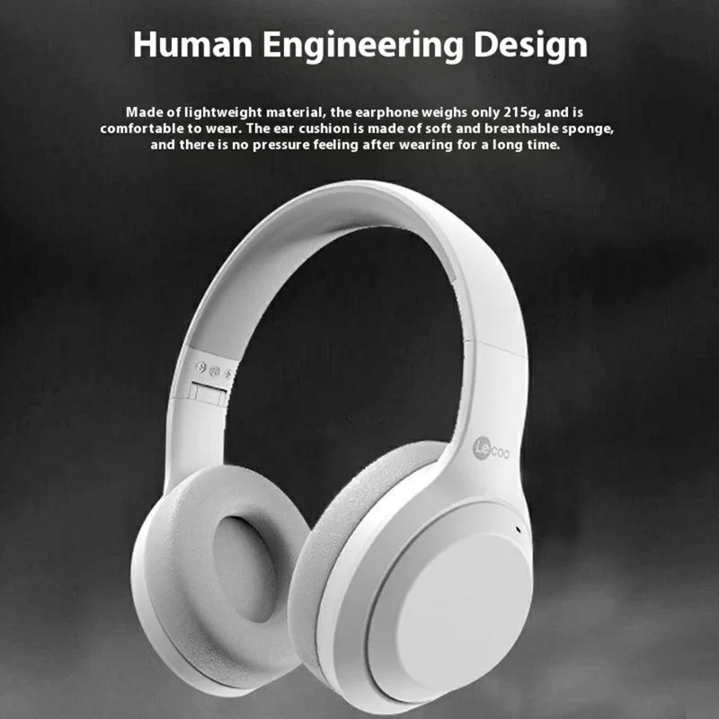 LENOVO LECOO ES207 Wireless Over-Ear Headphones Foldable Gaming Music Bluetooth-compatible Headset - Black