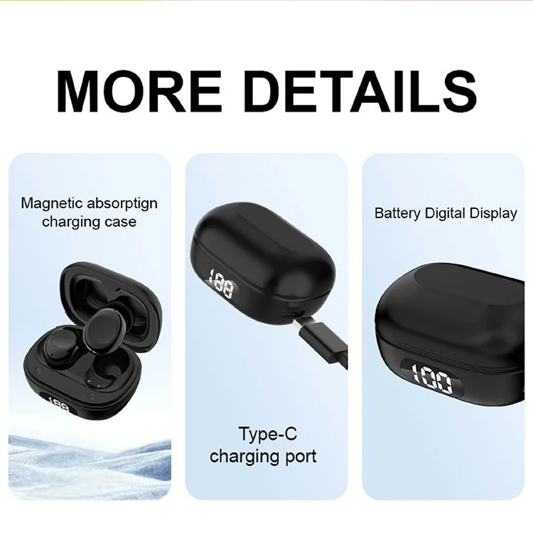 Auriculares inalámbricos LX-430 Mini Bluetooth con control táctil y estuche de carga - Negro