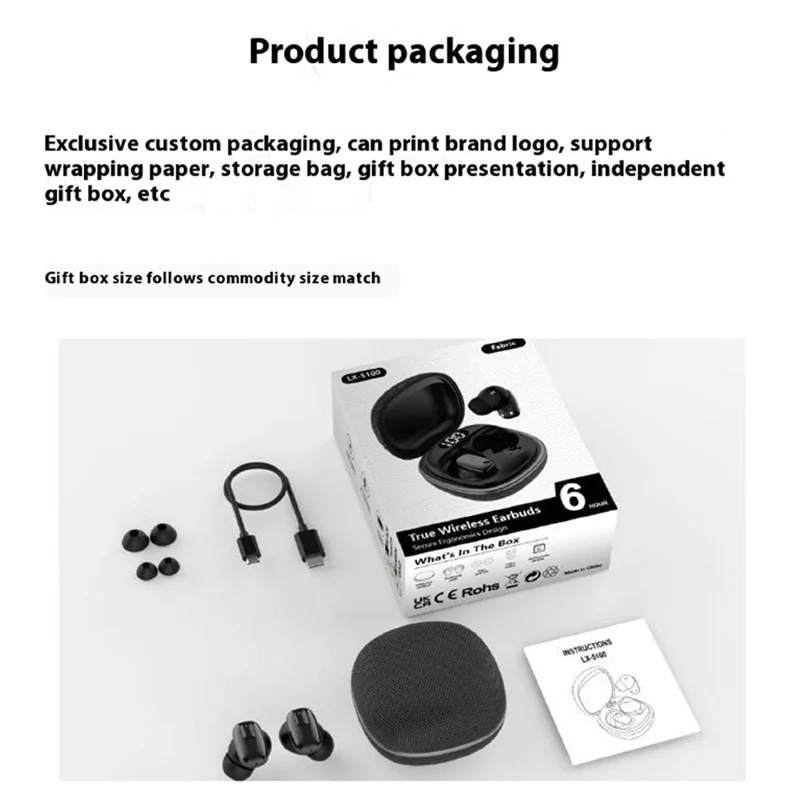 LX-5100 In-ear Bluetooth-compatible Earphones 4-Mic ENC Noise Cancellation Touch Control TWS Headphones - Blue