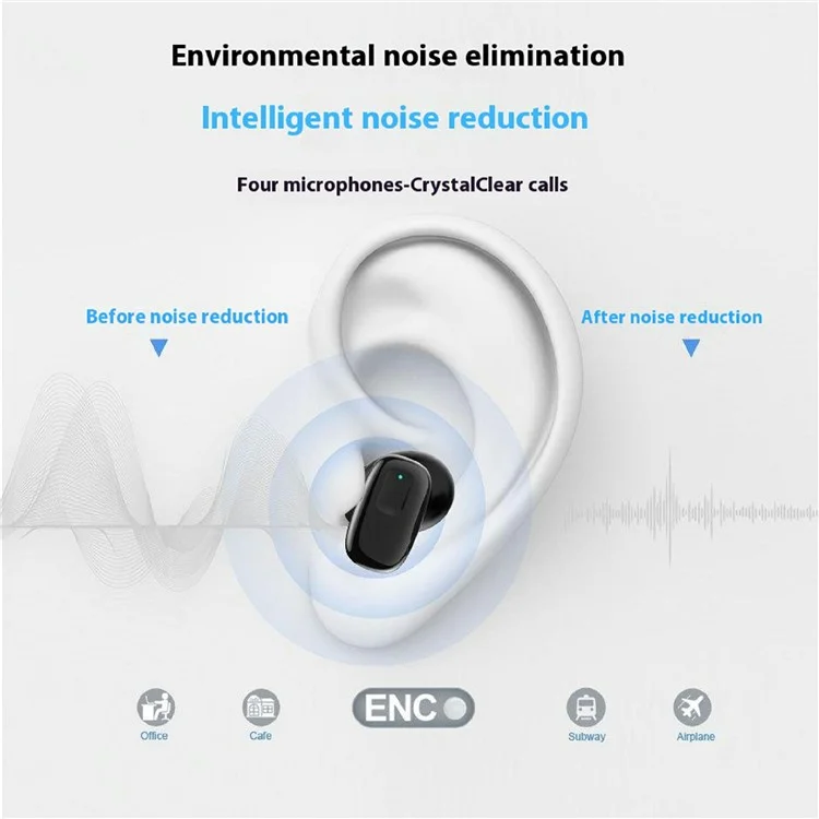Écouteurs Bluetooth intra-auriculaires LX-5100 avec annulation du bruit à 4 microphones ENC, commandes tactiles TWS - Vert clair