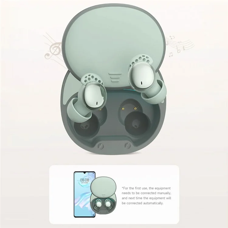 LX-410 Bluetooth-compatible 5.3 Bean Shape Earbuds Touch Control Wireless Earphones with Sleep Mode - White