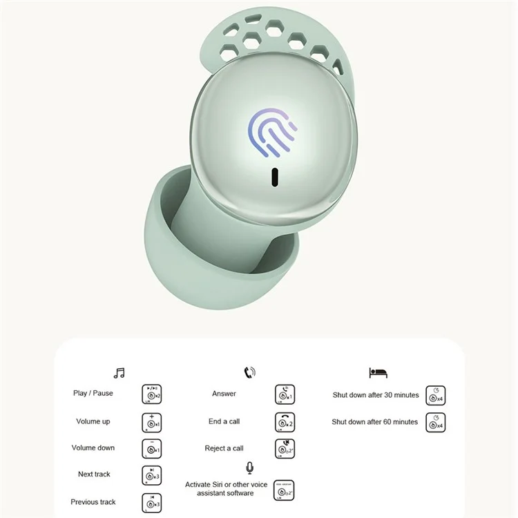 LX-410 Bluetooth-compatible 5.3 Bean Shape Earbuds Touch Control Wireless Earphones with Sleep Mode - White