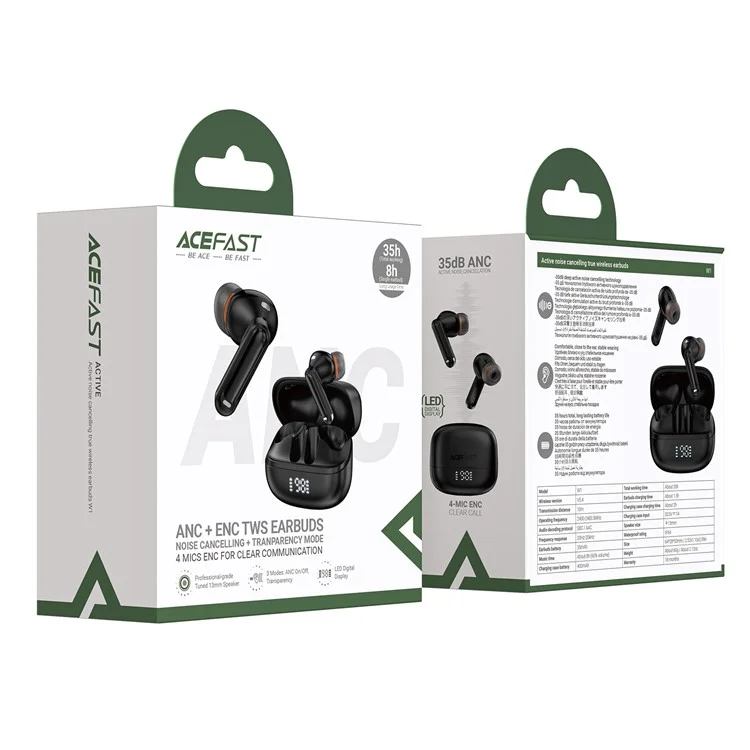 ACEFAST W1 TWS Bluetooth-Ohrhörer mit aktiver Geräuschunterdrückung (ANC) und Umgebungsgeräuschunterdrückung (ENC)