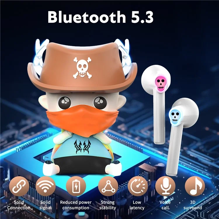 KOTION EACH RS3 Cartoon TWS Bluetooth-compatible Earbuds Noise Cancellation Gaming Earphones - Black