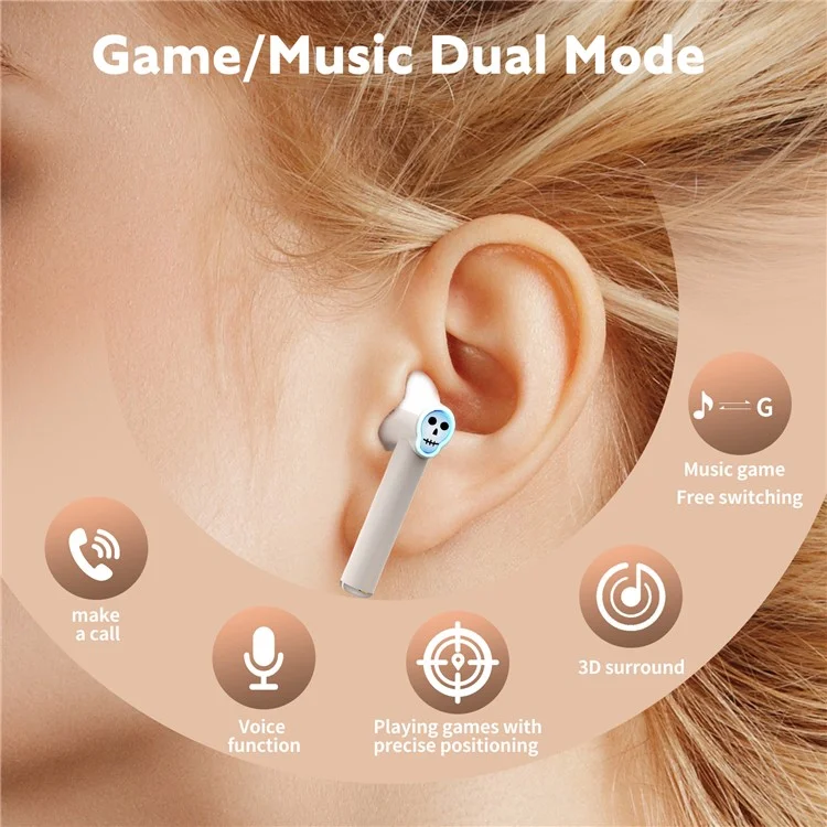 KOTION EACH RS3 Cartoon TWS Bluetooth-compatible Earbuds Noise Cancellation Gaming Earphones - Black