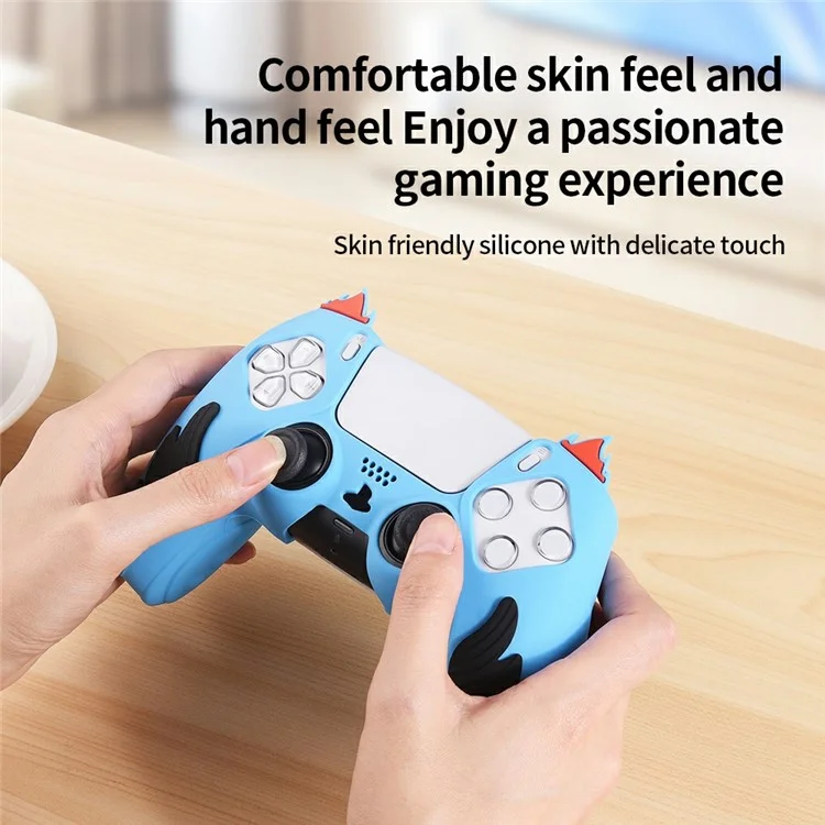 Capa de silicone com design de chama para controlador Sony PlayStation 5, absorvente de choque e cobertura de proteção - Azul
