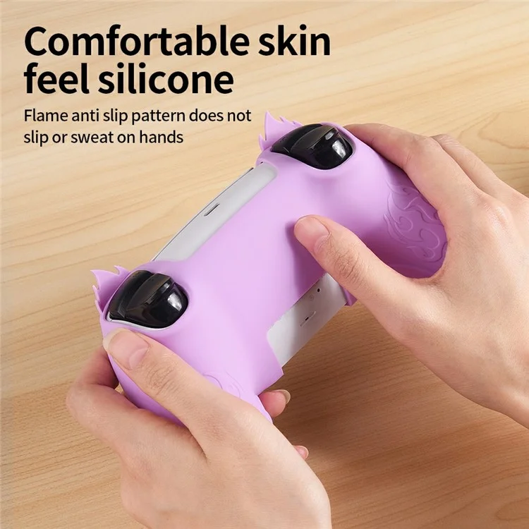 Capa de silicone com design de chama para controlador Sony PlayStation 5, absorvente de choque e cobertura de proteção - Azul