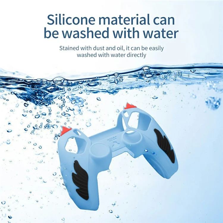 Capa de silicone com design de chama para controlador Sony PlayStation 5, absorvente de choque e cobertura de proteção - Azul