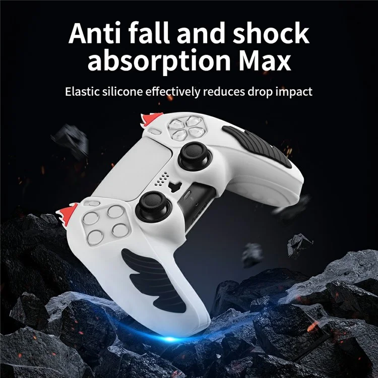 Capa de silicone com design de chama para controlador Sony PlayStation 5, absorvente de choque e cobertura de proteção - Azul