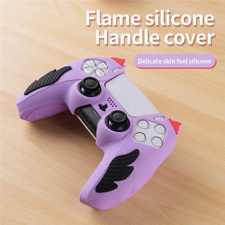 Capa de silicone com design de chama para controlador Sony PlayStation 5, absorvente de choque e cobertura de proteção - Azul