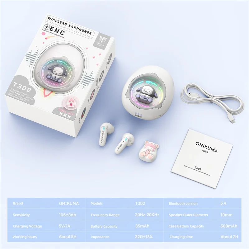 ONIKUMA T302 Cute Space Capsule Bluetooth Headset HiFi Music Wireless Earphones - White

Белые беспроводные наушники ONIKUMA T302 с Bluetooth, в форме капсулы космического корабля, с высококачественным звуком.