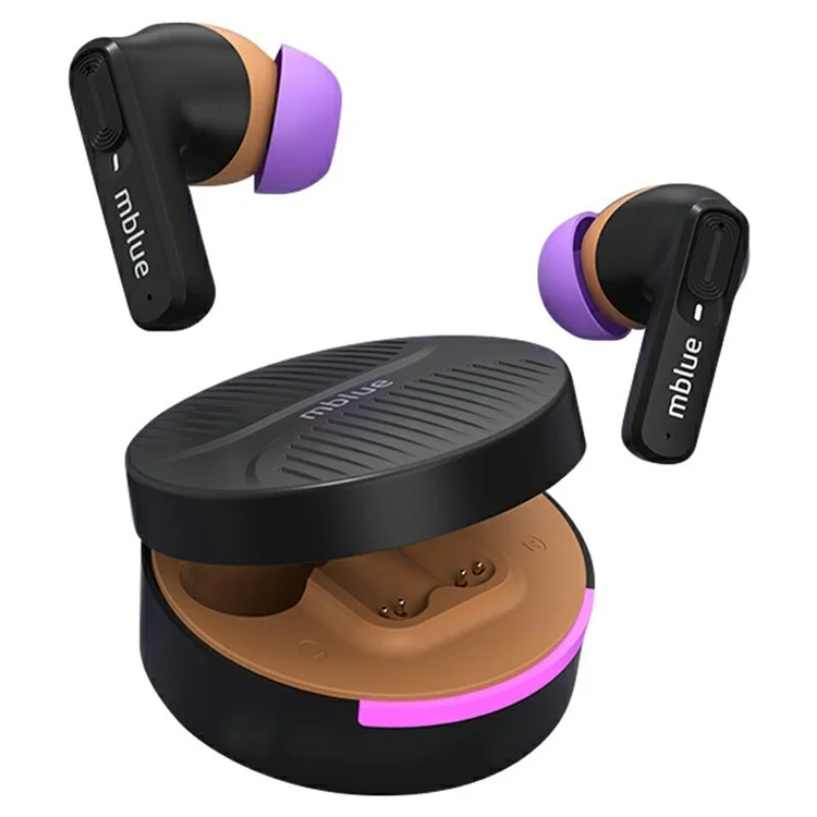MBLUE AR03pro Écouteurs intra-auriculaires Bluetooth 5.3 avec annulation active du bruit, faible latence pour le jeu - Noir