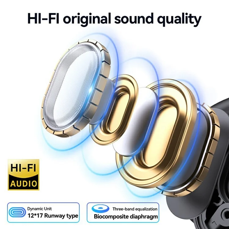 MBLUE H06 OWS Wireless Sports Earphones ENC Noise Reduction Bluetooth-compatible Headphones - Black