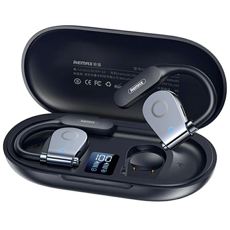 Écouteurs à conduction osseuse Bluetooth 5.4 REMAX Openbuds P6 avec réduction de bruit ENC - Noir