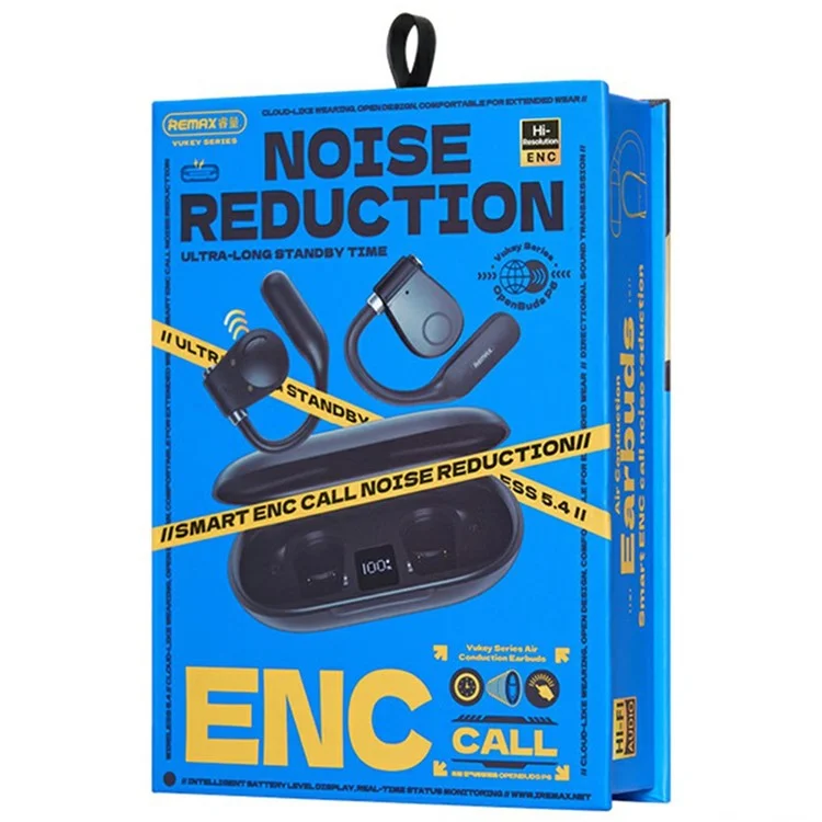 Écouteurs à conduction osseuse Bluetooth 5.4 REMAX Openbuds P6 avec réduction de bruit ENC - Noir