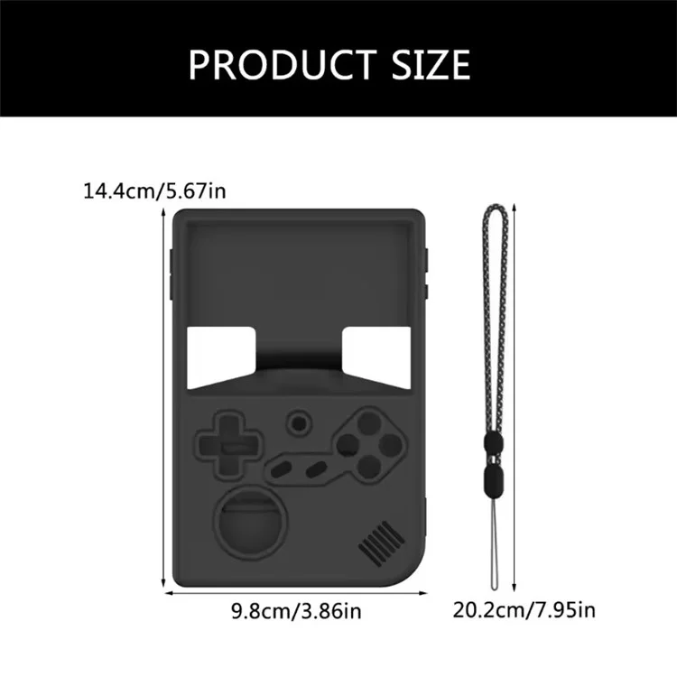 Funda protectora de silicona con correa para muñeca para la consola de juegos portátil ANBERNIC RG 40XXV - Negro