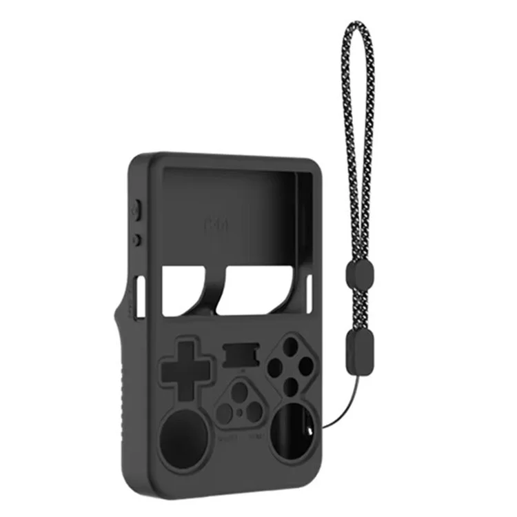 Funda para la consola de juegos portátil ANBERNIC R36S, cubierta protectora de silicona con correa para la muñeca - Negro