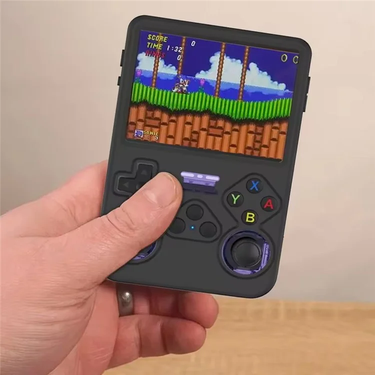 Funda para la consola de juegos portátil ANBERNIC R36S, cubierta protectora de silicona con correa para la muñeca - Negro
