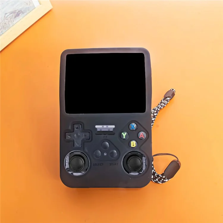 Funda para la consola de juegos portátil ANBERNIC R36S, cubierta protectora de silicona con correa para la muñeca - Negro