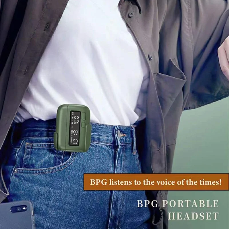 BPG01 Portable Wireless Bluetooth-compatible Earphones Retro BB Style Digital Clock Display Headset - Grey