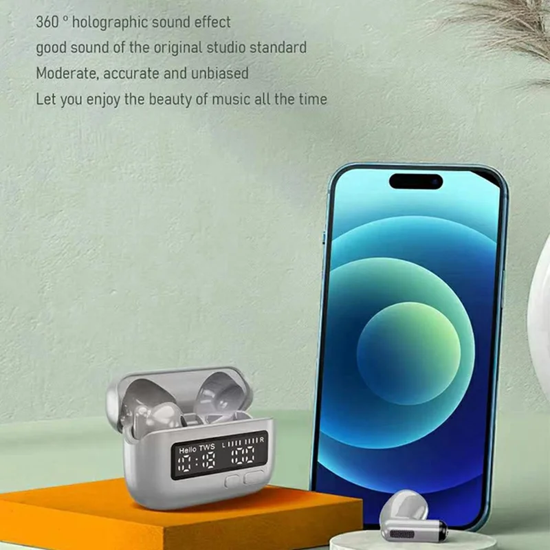 BPG01 Portable Wireless Bluetooth-compatible Earphones Retro BB Style Digital Clock Display Headset - Grey