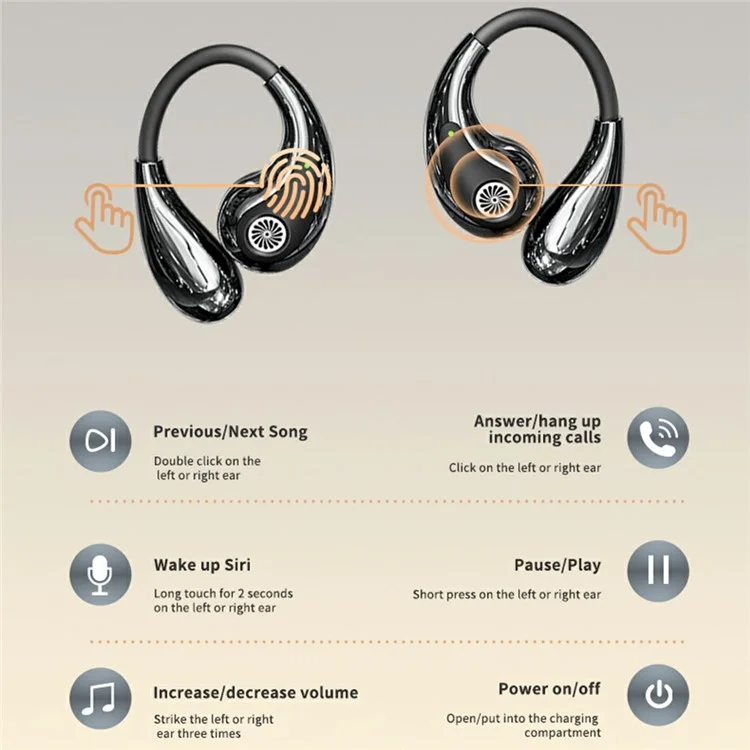 Auriculares deportivos YX43 con Bluetooth, diseño de conducción ósea de oreja abierta, inalámbricos - Blanco