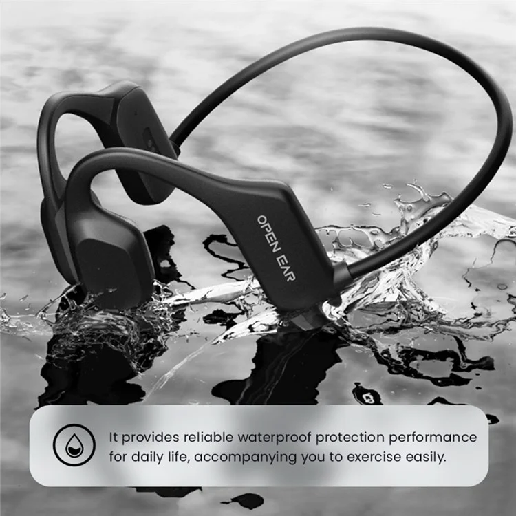 Écouteurs Bluetooth à conduction osseuse Bone X1 à oreille ouverte, étanches IPX5 (certifiés CE ROHS) - Noir