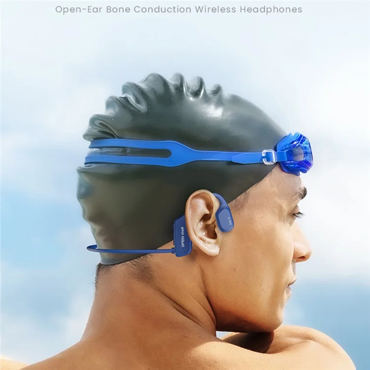 Auriculares de conducción ósea Openear Bone X2 IP68 resistentes al agua con Bluetooth y 8 GB de memoria para nadar - Azul