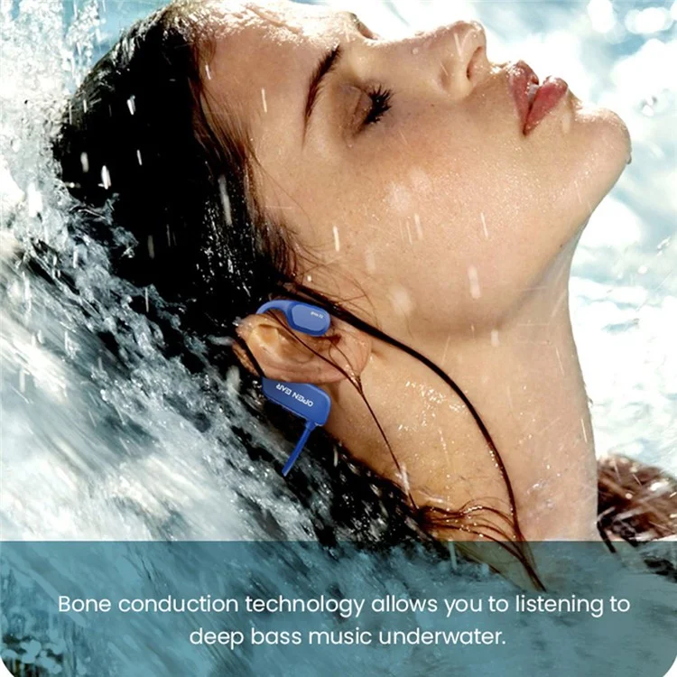 Auriculares de conducción ósea Openear Bone X2 IP68 resistentes al agua con Bluetooth y 8 GB de memoria para nadar - Azul