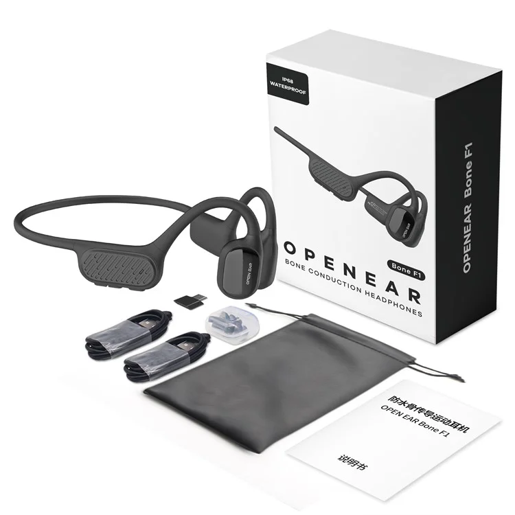 Openear Bone F1 For Swimming IP68 Waterproof Bone Conduction Bluetooth-compatible Headphones with 32G Memory - Black