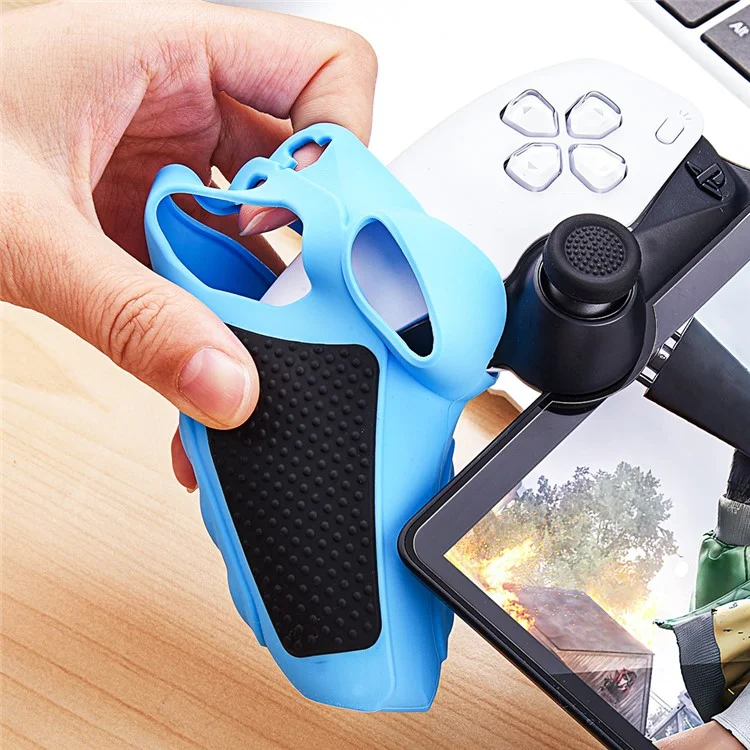 For Sony PlayStation 5 Controller Case Silicone Protective Cover with Joystick Caps - Blue