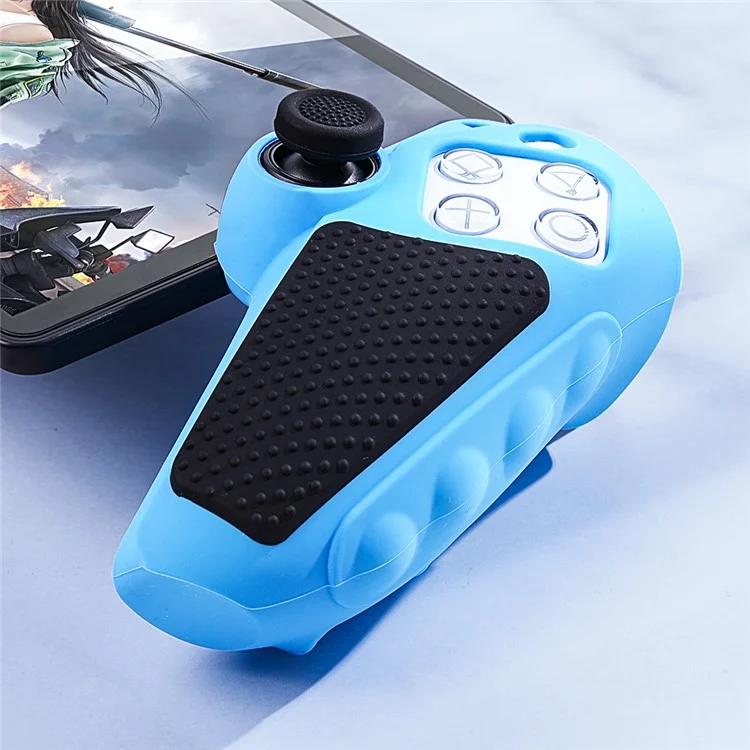 For Sony PlayStation 5 Controller Case Silicone Protective Cover with Joystick Caps - Blue