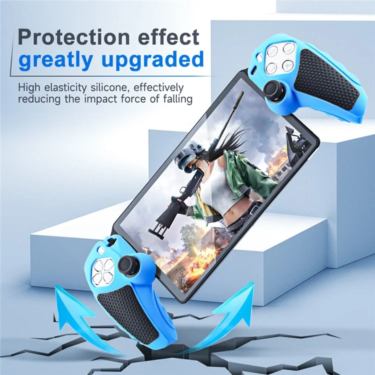 For Sony PlayStation 5 Controller Case Silicone Protective Cover with Joystick Caps - Blue