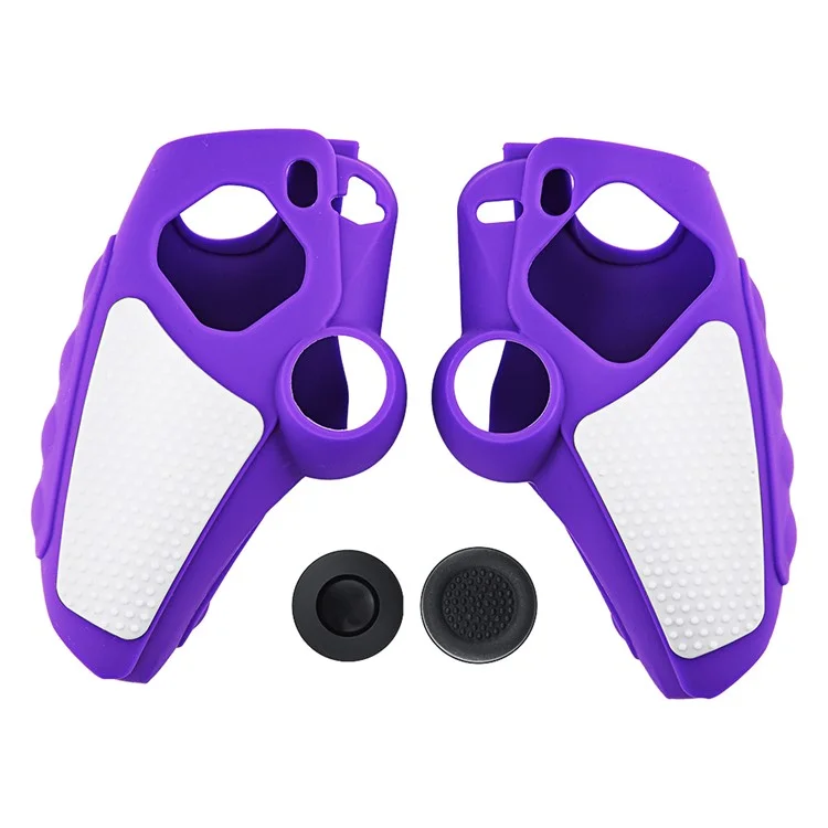 Étui de protection en silicone pour manette Sony PlayStation 5 avec cache-joystick - Violet