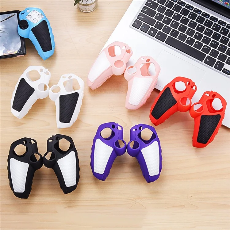 Étui de protection en silicone pour manette Sony PlayStation 5 avec cache-joystick - Violet