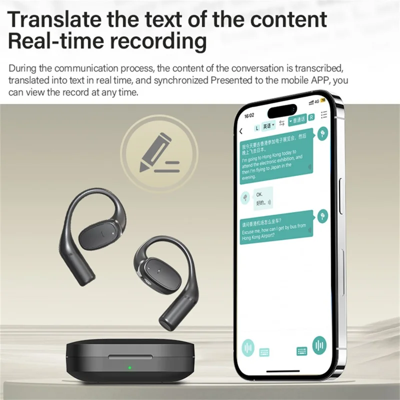 V1 Real Time Translation Earphone Travel Conferences Multi-Language Interpreter Bluetooth-Compatible Headset