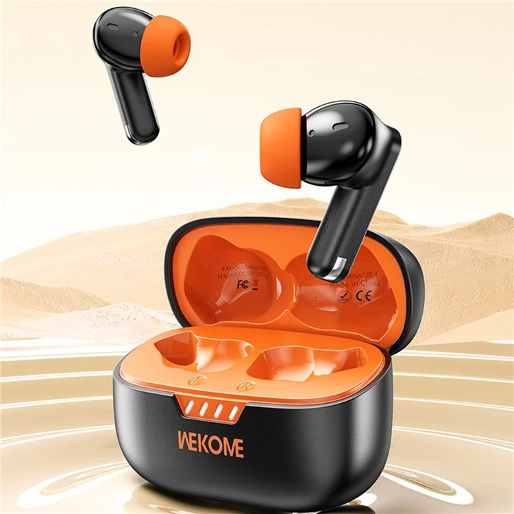 WEKOME Beluga S16 fones de ouvido Bluetooth com cancelamento de ruído ANC ENC, fones de ouvido sem fio - Preto / Laranja