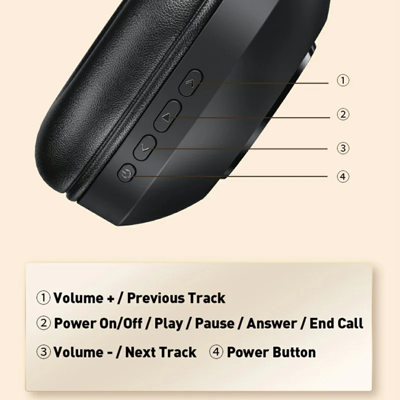 WEKOME WM-13 Wireless Headphones Foldable Bluetooth-compatible Over-Ear Headset with Microphone  /  40mm Driver - Black